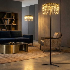 Piantana lampada da terra nera design moderna led