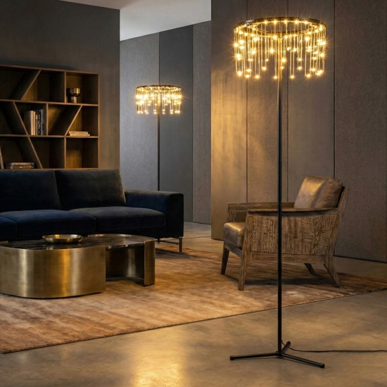 Piantana lampada da terra nera design moderna led