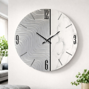 Orologio design da parete 80cm rotondo resina effetto marmo