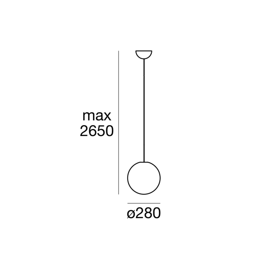 Lampada a sospensione ip65 sfera bianca 28 cm linea light oh! per bagno cavo nero
