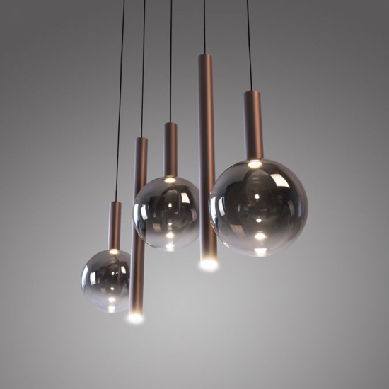 Lampadario marrone sfere a sospensione per cucina moderna