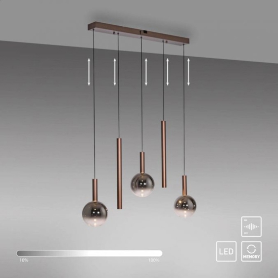 Lampadario marrone sfere a sospensione per cucina moderna