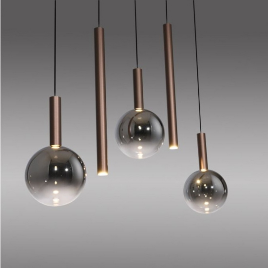 Lampadario marrone sfere a sospensione per cucina moderna