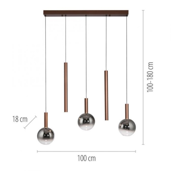 Lampadario marrone sfere a sospensione per cucina moderna