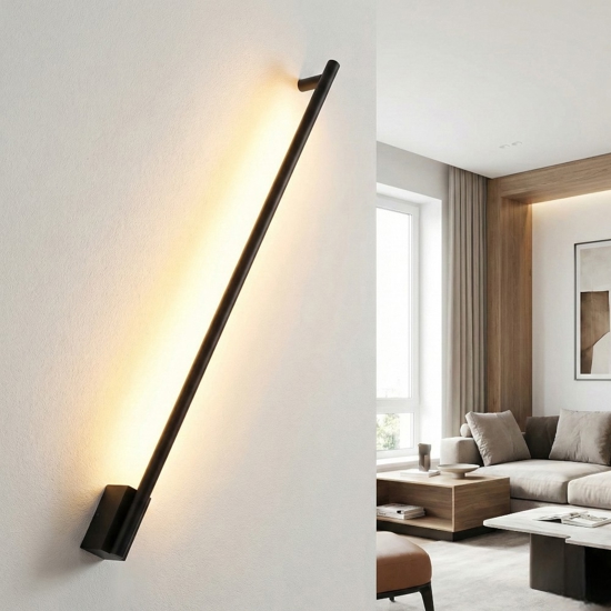Applique 120cm sporgenza 9cm bacchetta nera led 20w 3000k moderna