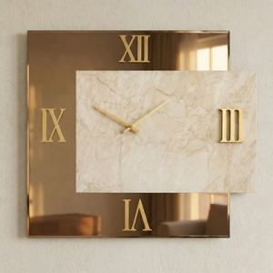 Grande orologio 100x110 da parete specchio bronzo marmo laminato