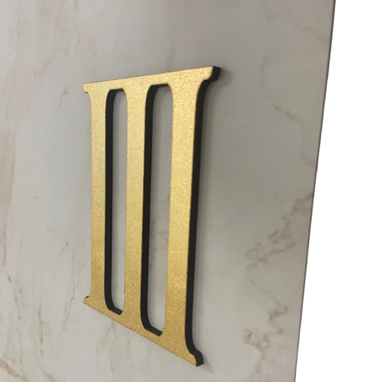Orologio quadrato da muro design specchio bronzo e marmo laminato 80x90cm
