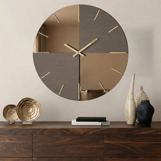 Orologio da parete grande 80cm in vetro bronzo design moderno