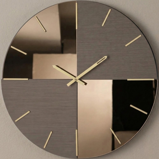 Orologio da parete grande 80cm in vetro bronzo design moderno