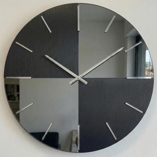 Grande orologio di vetro fume 80cm rotondo design moderno