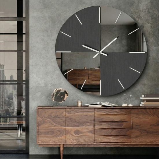 Grande orologio di vetro fume 80cm rotondo design moderno