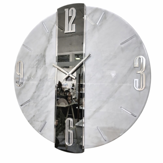 Orologio lola silver da parete 74cm effetto marmo specchio