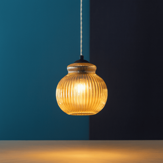 Ondaluce madagascar lampada a sospensione in vetro ambra