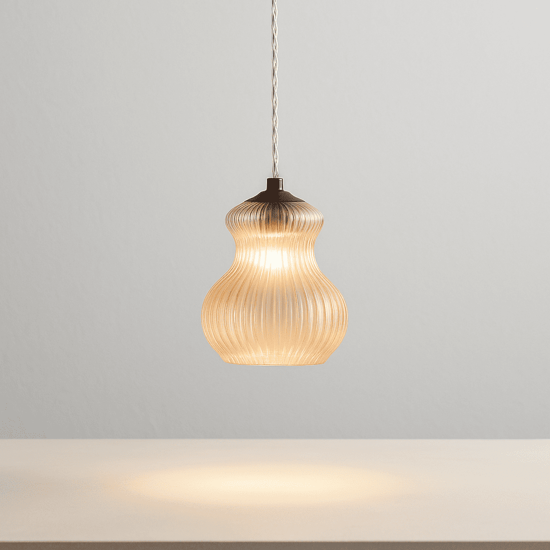 Lampada sospensione vetro ambra ondaluce madagascar