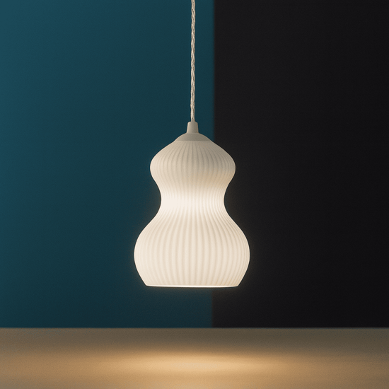 Lampada a sospensione vetro bianco opaco ondaluce madagascar