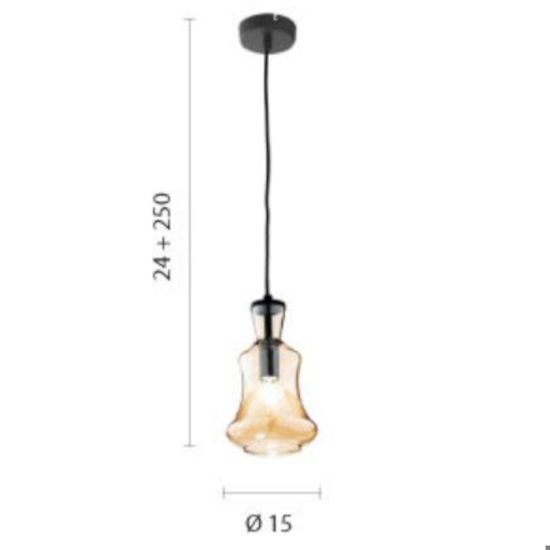 Ondaluce so pin a lampada a sospensione camera da letto vetro ambra