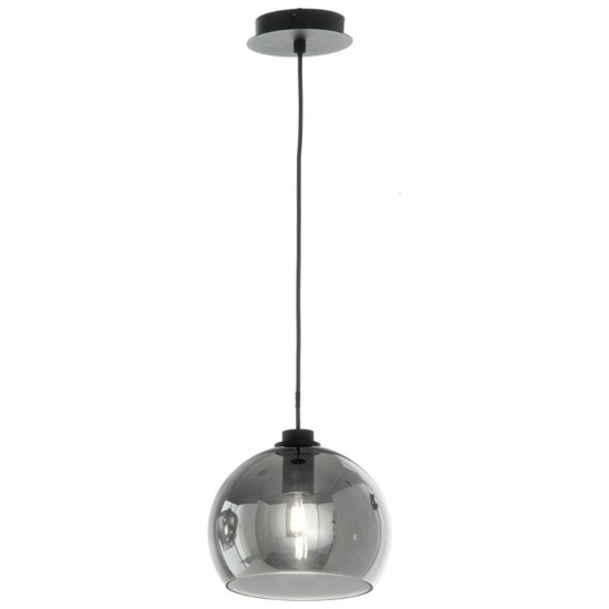 Ondaluce so verve 4 lampada a sospensione sfera vetro fume base nero