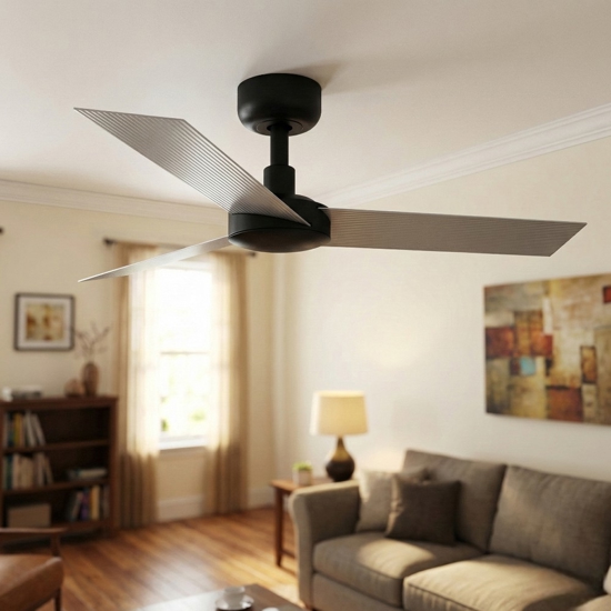 Ventilatore da soffitto 28mq a pale silenzioso grigio nero con telecomando