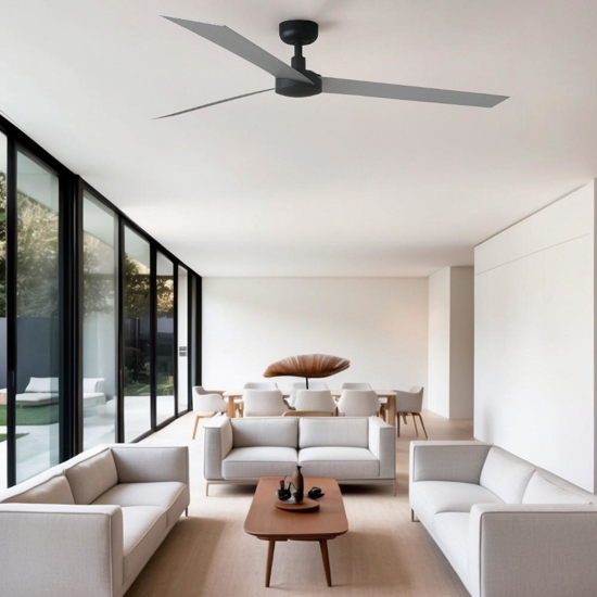Ventilatore da soffitto 28mq a pale silenzioso grigio nero con telecomando