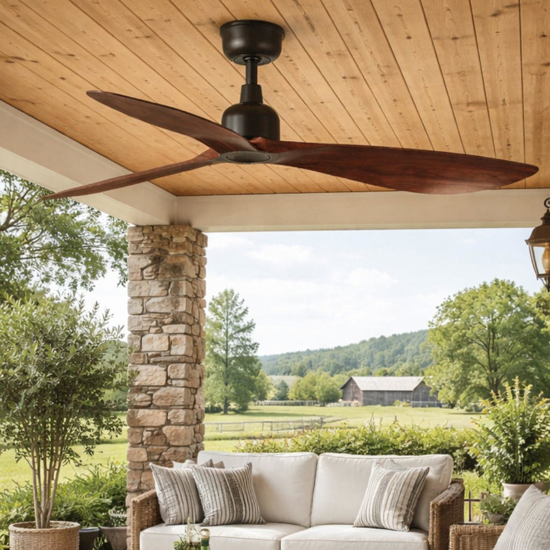 Ventilatore da soffitto per balcone ip44 legno scuro motore silenzioso