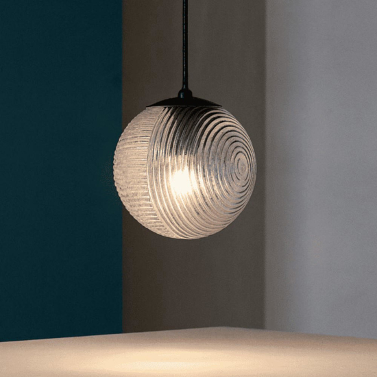 Lampada a sospensione vetro fume sfera bella ondaluce
