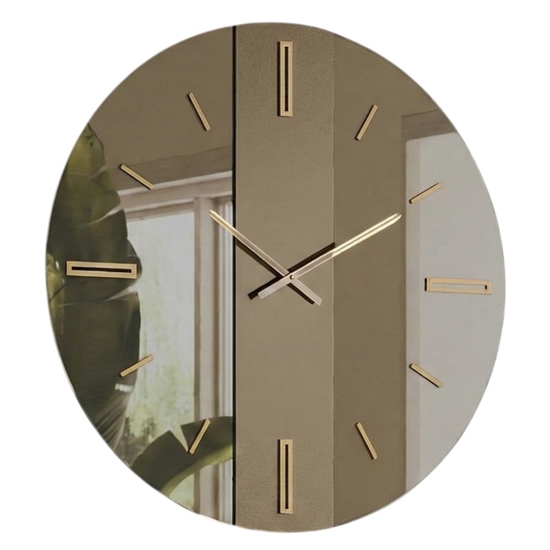 Orologio da parete 80cm tondo in vetro specchio bronzo