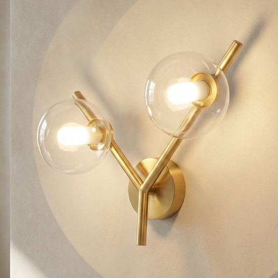 Applique da parete 2 luci oro moderna miloox camely