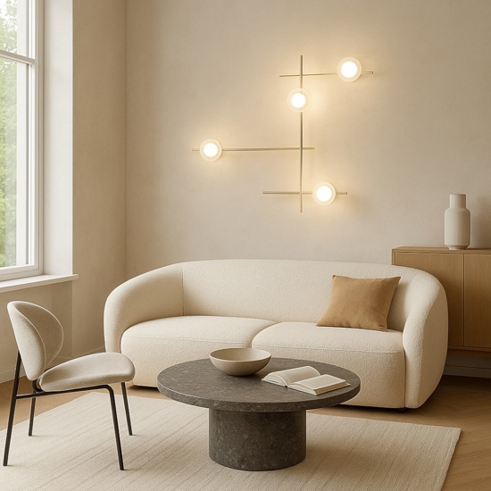 Miloox mikado cipria applique da parete moderna braccio orientabile
