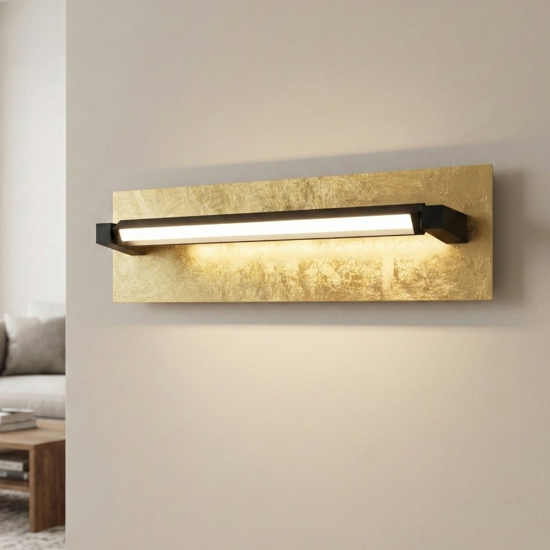 Applique girevole foglia led 12w cct nero oro moderna perenz