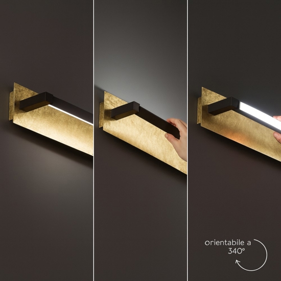 Applique foglia oro nero led 18w cct girevole perenz illuminazione
