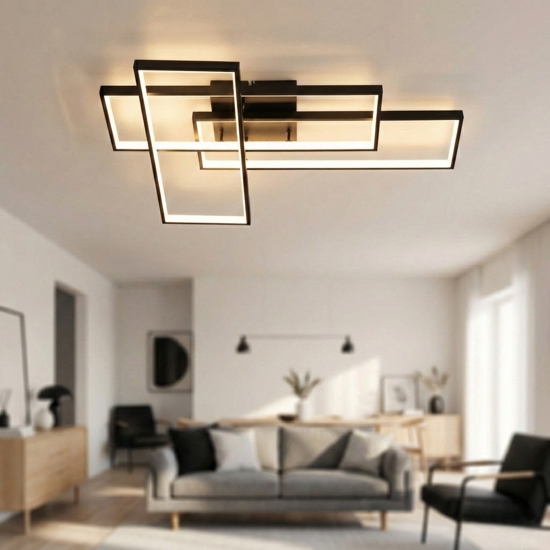 Plafoniera moderna per soggiorno led 3200k design nero