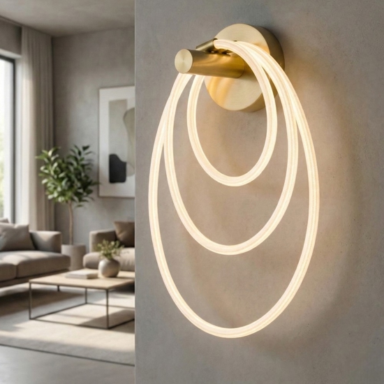Applique moderna oro tubo led iin silicone di fibra intrecciata