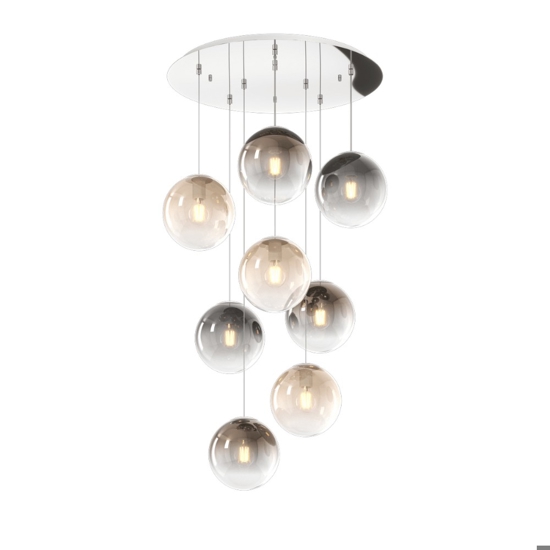 Lampadario per soggiorno con sfere di vetro a sospensione per soggiorno