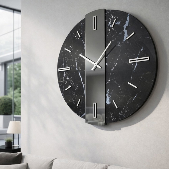 Orologio da parete grande 80cm particolare kerlite specchio fume