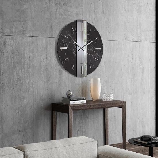 Orologio da parete grande 80cm particolare kerlite specchio fume