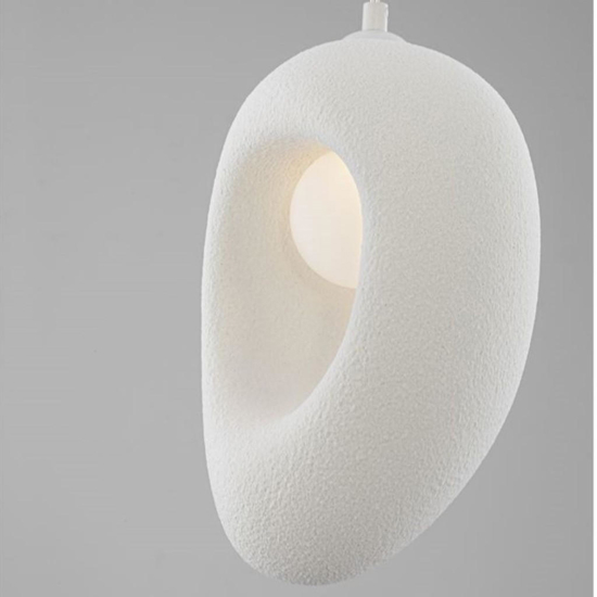 Lampada a sospensione design japandi resina bianca stile wabi sabi