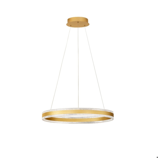 Lampadario moderno per salotto anello oro led 3000k dimmerabile