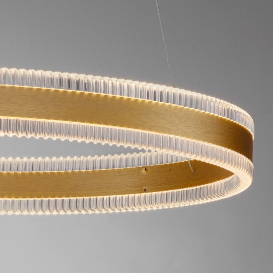 Lampadario moderno per salotto anello oro led 3000k dimmerabile