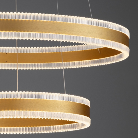 Lampadario moderno doppio anello oro led 3000k per salotto