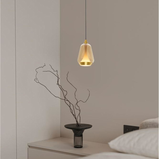 Lampada a sospensione in vetro design moderna led 3000k oro ottone