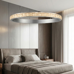 Lampadario per camera da letto 80cm argento con cristalli led 3000k