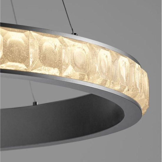 Lampadario per camera da letto 80cm argento con cristalli led 3000k