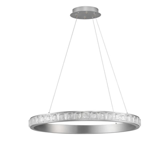 Lampadario per camera da letto 80cm argento con cristalli led 3000k