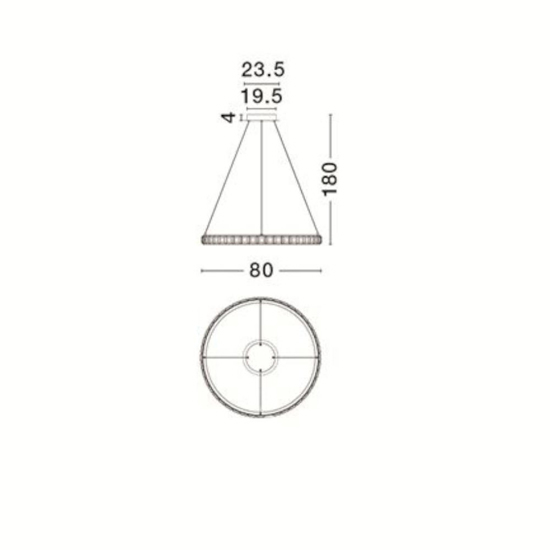 Lampadario per camera da letto 80cm argento con cristalli led 3000k