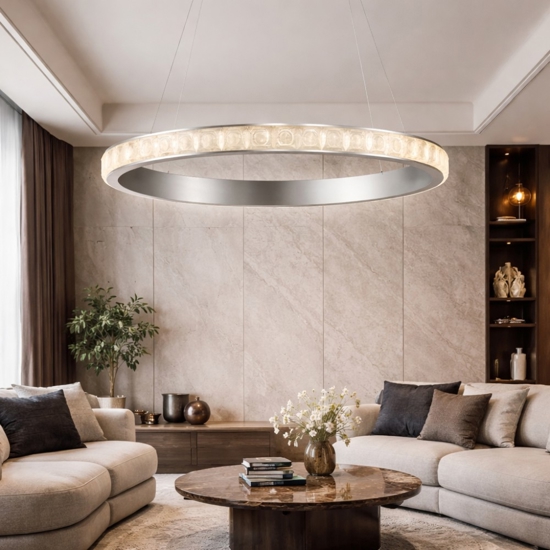 Lampadario per soggiorno contemporaneo led 3000k cristalli 100cm