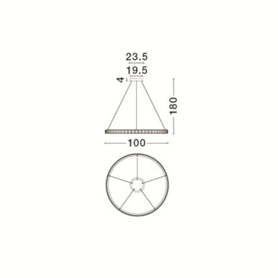 Lampadario per soggiorno contemporaneo led 3000k cristalli 100cm