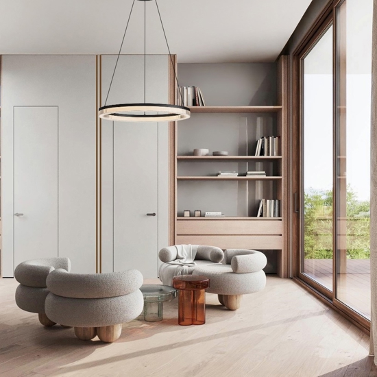 Lampadario design moderno circolare per soggiorno led 3000k dimmerabile