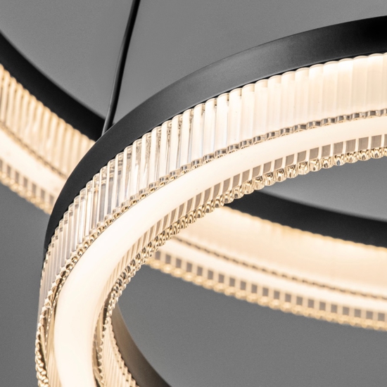 Lampadario moderno anelli nero per salotto led 3000k