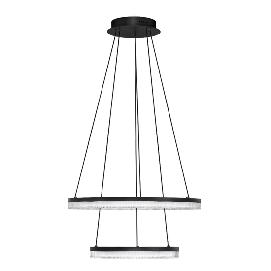Lampadario moderno anelli nero per salotto led 3000k