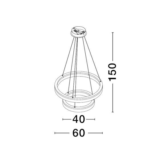 Lampadario moderno anelli nero per salotto led 3000k